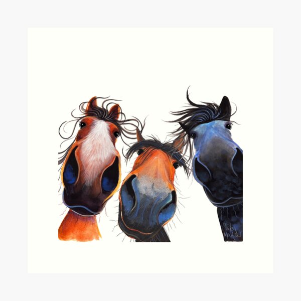 HAPPY HORSe PRiNT 'QUI A GARDÉ L'OUVERTURE DE GAZ? 'PAR SHiRLeY MacARTHuR Impression artistique