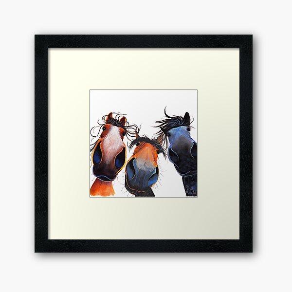 HAPPY HoRSe PRiNT 'WER LÄSST DAS GOTE OPEN? 'VON SHiRLeY MacARTHuR Gerahmter Kunstdruck