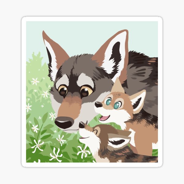 Red Wolf Family Sticker