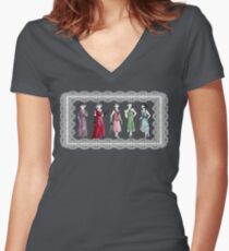 Downton Inspired Fashion Women's Fitted V-Neck T-Shirt