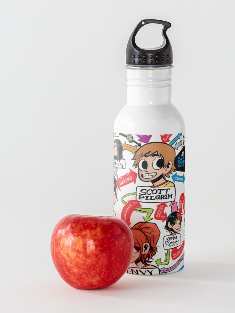 Alternate view of Scott Pilgrim relationship map Water Bottle