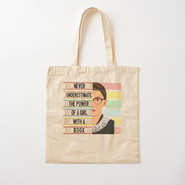 Feminist Ruth Bader Ginsburg RBG Quote Girl With Book Women Cotton Tote Bag