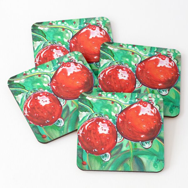 Item preview, Red ripe Cherries in the Orchard watercolor painting designed and sold by artbymanjiri.