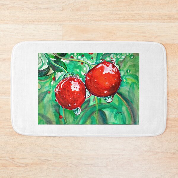 Item preview, Red ripe Cherries in the Orchard watercolor painting designed and sold by artbymanjiri.