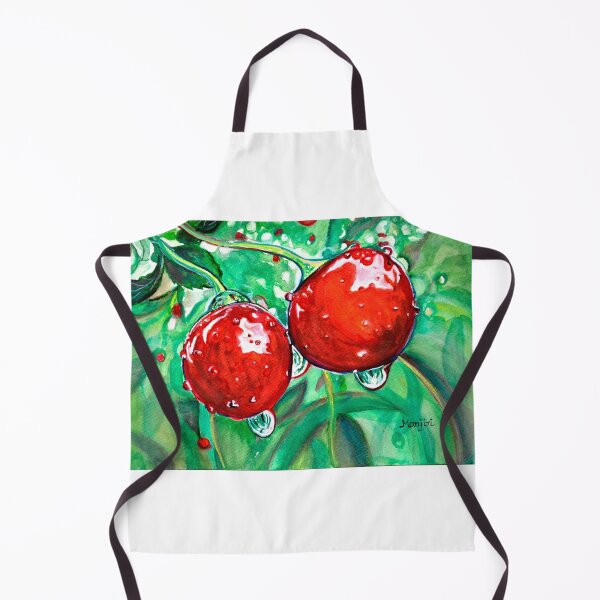 Item preview, Red ripe Cherries in the Orchard watercolor painting designed and sold by artbymanjiri.