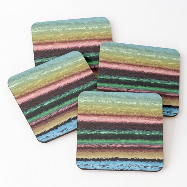 Item preview, Peach Blue Green Shimmer Wavy Stripes  designed and sold by KavimaCreatives.