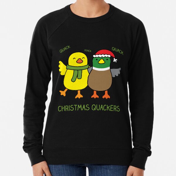 Christmas Quackers, Holiday duck pun! Lightweight Sweatshirt