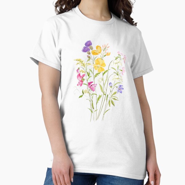 Item preview, hand painted pink yellow white and purple wildflower 2020 designed and sold by ColorandColor.