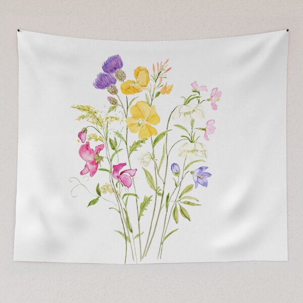 Item preview, hand painted pink yellow white and purple wildflower 2020 designed and sold by ColorandColor.