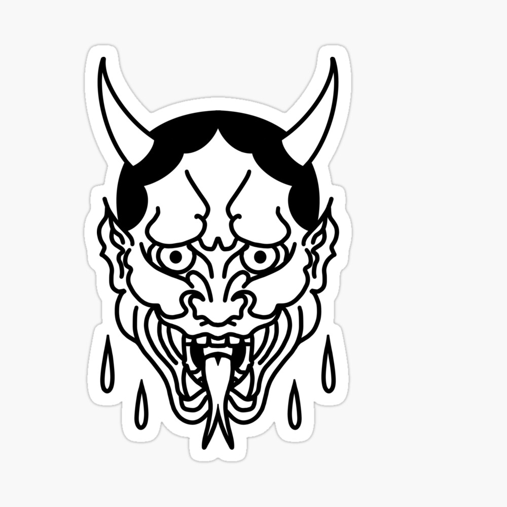 Imán con la obra «Demonio japonés estilo tatuaje» de lamangosta