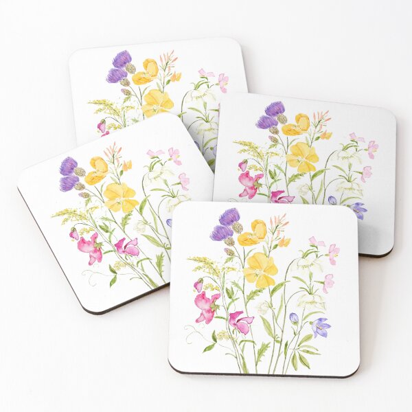 Item preview, hand painted pink yellow white and purple wildflower 2020 designed and sold by ColorandColor.