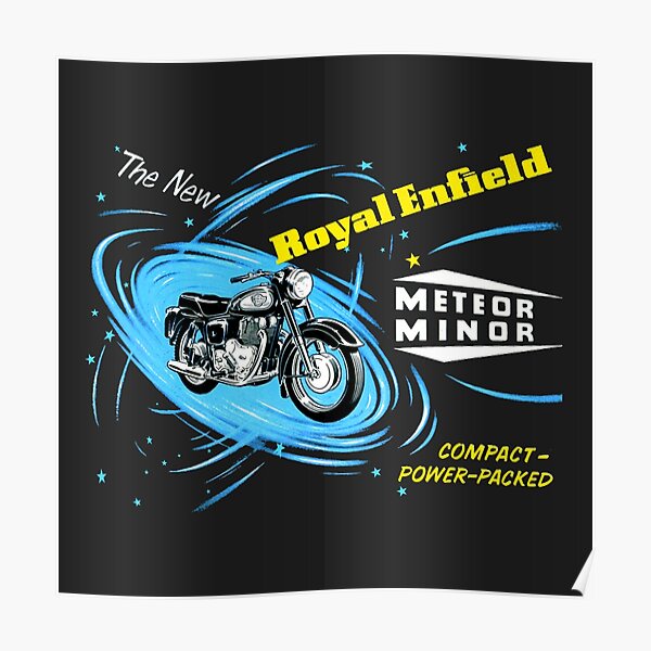 Classic Royal Enfield Meteor Minor Motorcycle Design By MotorManiac Poster For Sale By