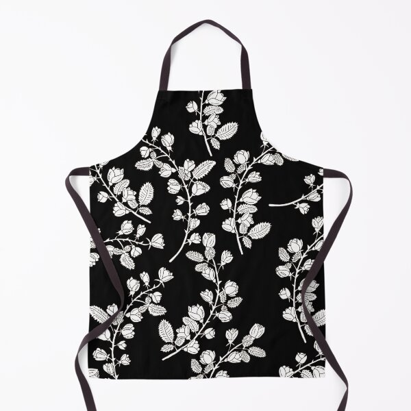 White roses on black background Apron