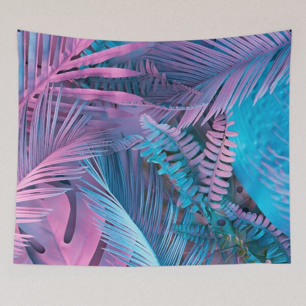 Item preview, Neon Pink And Blue Exotic Palm Leaves designed and sold by madtoyman.