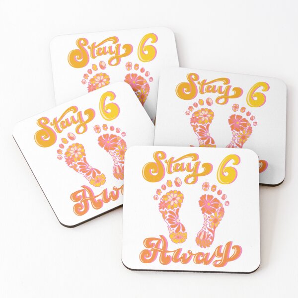 Item preview, Social Distancing Stay 6 Feet Away Boho Stay Away 60s 70s Pink Orange Flowers designed and sold by DoubleBrush.