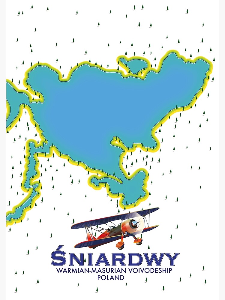 Póster «Śniardwy Voivodato de Varmia y Masuria, Polonia mapa del lago