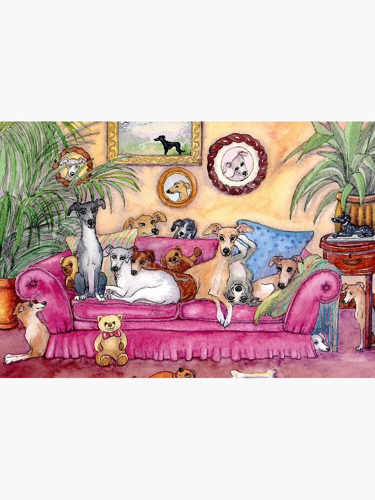 This is our sofa. So - where's yours? Greyhounds and whippets on the couch. by SusanAlisonArt