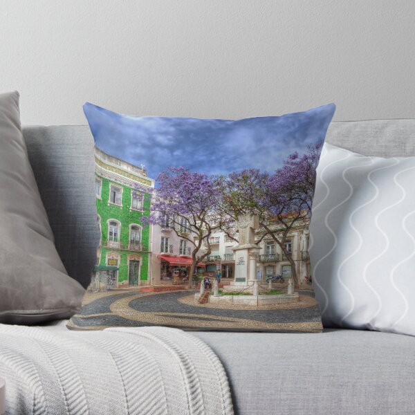 Jacaranda Square Lagos Throw Pillow
