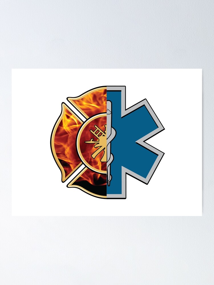 Dive Rescue Maltese Cross with Star Of Life Car or Fire Helmet Decal EMS 4 inch
