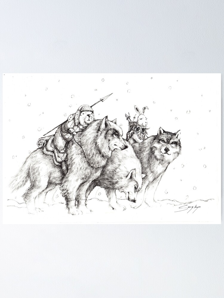 Thumbnail 1 of 3, Poster, Winter Hunters designed and sold by SKMOON.