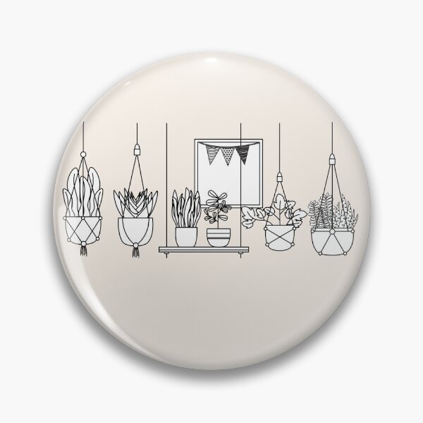 Item preview, Hanging Plants Black and White Graphic designed and sold by cation-studio.