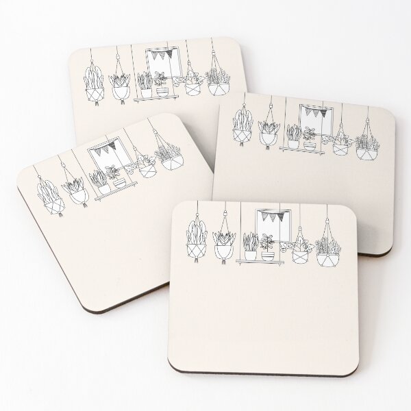 Item preview, Hanging Plants Black and White Graphic designed and sold by cation-studio.