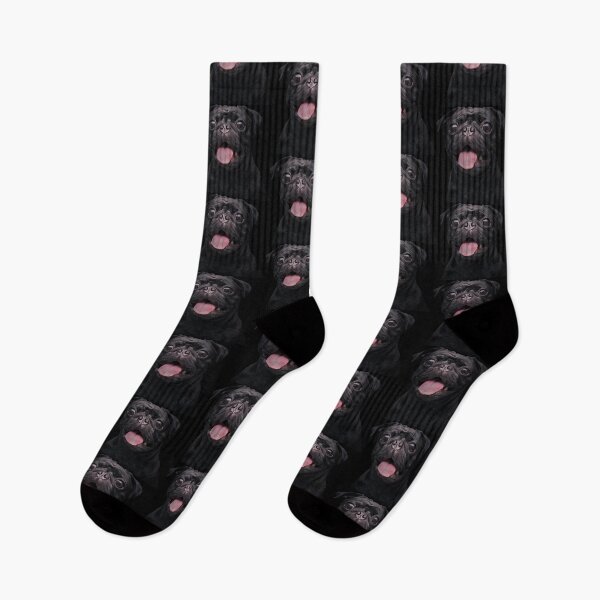 Item preview, Black pug sticking his tongue out! designed and sold by bynole.