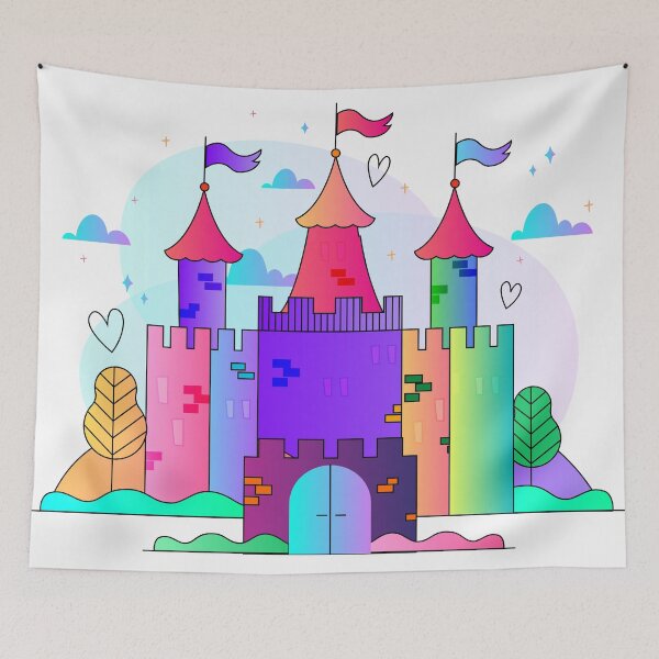 Item preview, Beautiful fairytale castle for princess, magic kingdom. Vintage Palace. Wonderland illustration on a white background designed and sold by mashmosh.