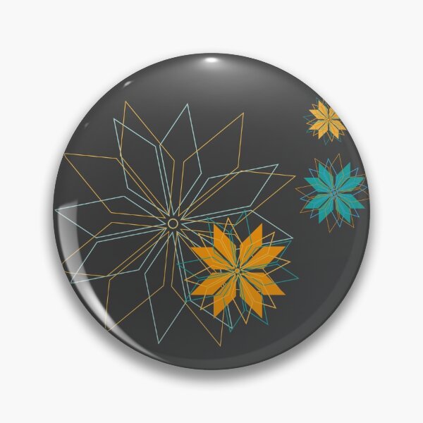 Item preview,  Blooming flower pattern made of radiant geometric elements in gold and turquoise designed and sold by happyMagenta.