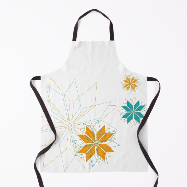 Item preview, Blooming flower pattern made of radiant geometric elements in gold and turquoise designed and sold by happyMagenta.