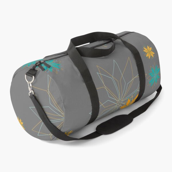 Item preview,  Blooming flower pattern made of radiant geometric elements in gold and turquoise designed and sold by happyMagenta.