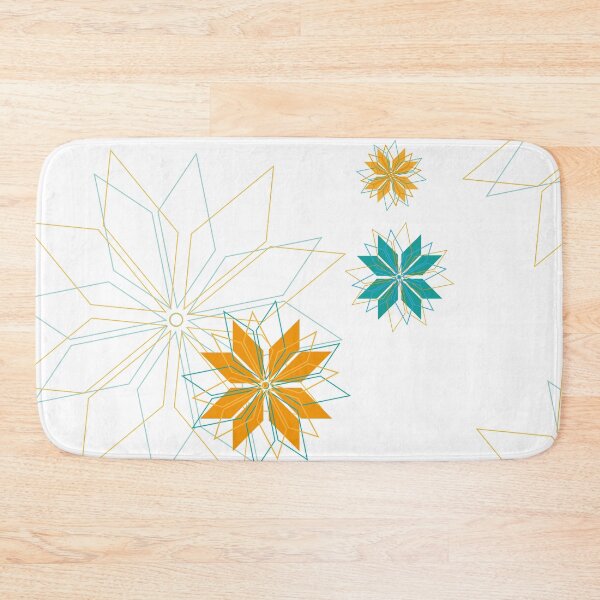 Item preview,  Blooming flower pattern made of radiant geometric elements in gold and turquoise designed and sold by happyMagenta.