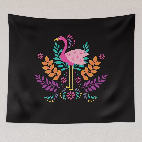 Item preview, Tropical Pink Flamingo on Black designed and sold by misskrisnov.
