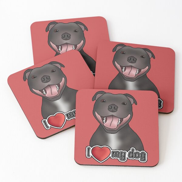 Item preview, I Love My Dog - Staffordshire Bull Terrier / Staffie / Staffy - Red designed and sold by JadeMadeThis.