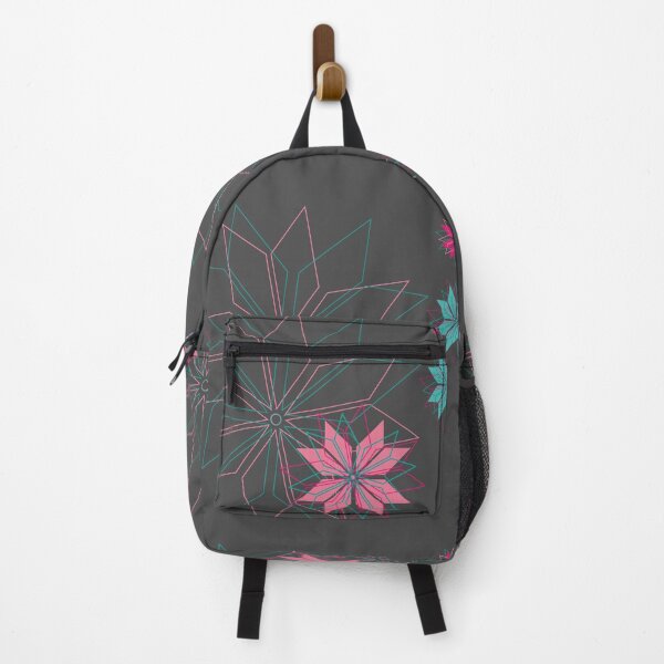 Item preview, Blooming floral pattern made of radiant geometric elements in rose and turquoise designed and sold by happyMagenta.