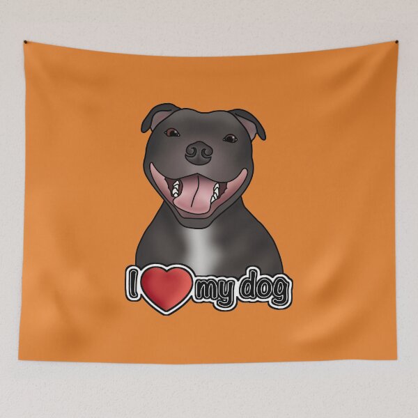 Item preview, I Love My Dog - Staffordshire Bull Terrier / Staffie / Staffy - Orange designed and sold by JadeMadeThis.