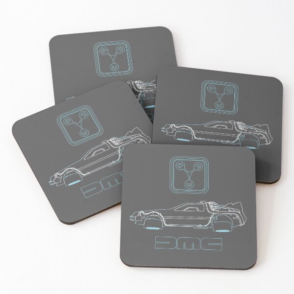 Delorean and Flux Capacitor - Back to the Future Coasters (Set of 4)