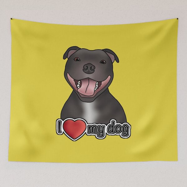 Item preview, I Love My Dog - Staffordshire Bull Terrier / Staffie / Staffy - Yellow designed and sold by JadeMadeThis.