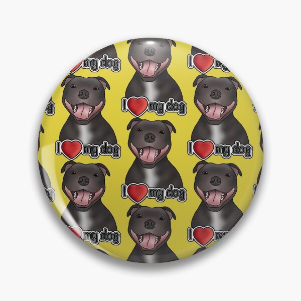 Item preview, I Love My Staffordshire Bull Terrier / Staffie / Staffy - Pattern - Yellow designed and sold by JadeMadeThis.