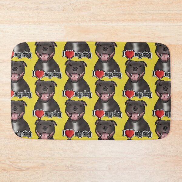 Item preview, I Love My Staffordshire Bull Terrier / Staffie / Staffy - Pattern - Yellow designed and sold by JadeMadeThis.