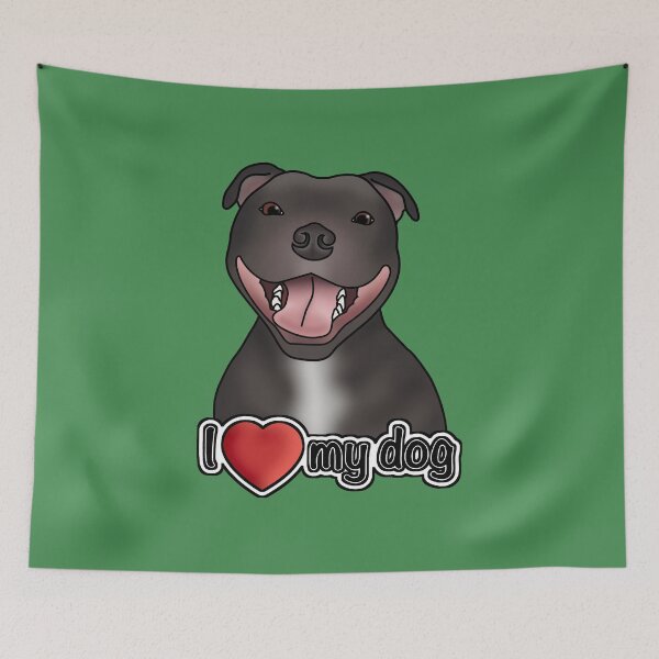 Item preview, I Love My Dog - Staffordshire Bull Terrier / Staffie / Staffy - Green designed and sold by JadeMadeThis.