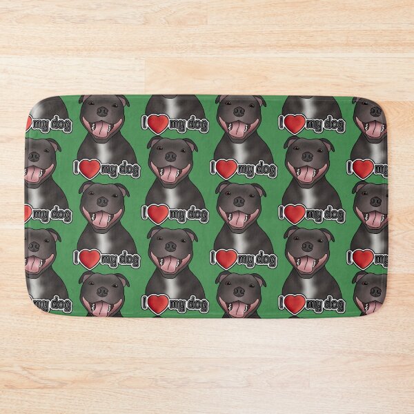 Item preview, I Love My Staffordshire Bull Terrier / Staffie / Staffy - Pattern - Green designed and sold by JadeMadeThis.