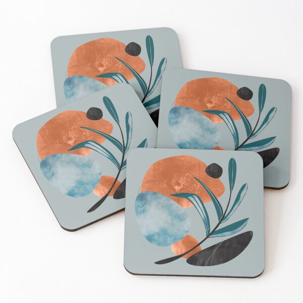 Item preview, Minimalist olive branch with abstract blue and gold textures  designed and sold by Nossikko.