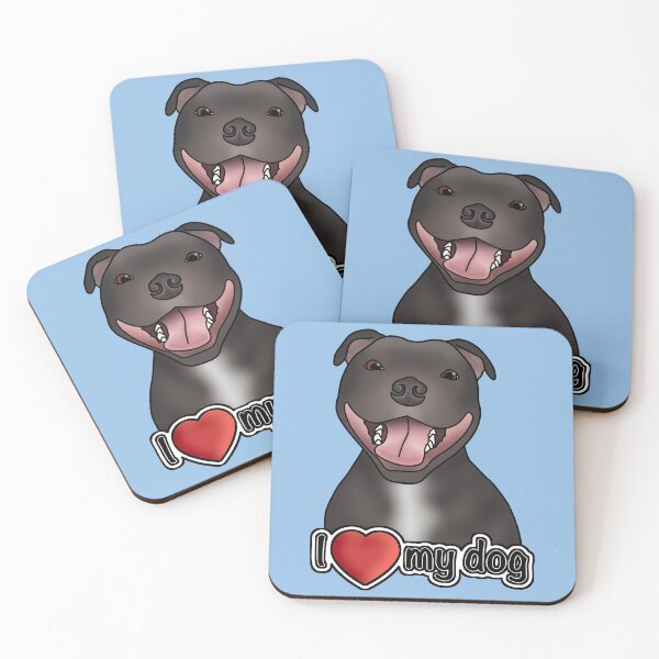 Item preview, I Love My Dog - Staffordshire Bull Terrier / Staffie / Staffy - Blue designed and sold by JadeMadeThis.