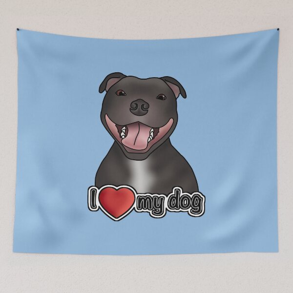 Item preview, I Love My Dog - Staffordshire Bull Terrier / Staffie / Staffy - Blue designed and sold by JadeMadeThis.
