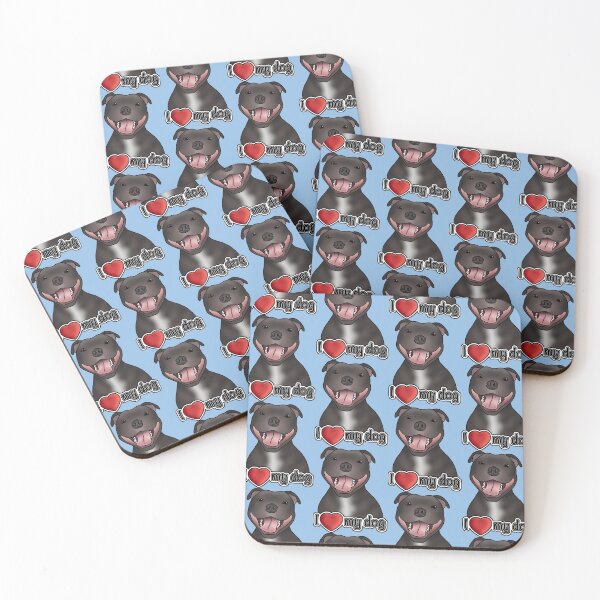 Item preview, I Love My Staffordshire Bull Terrier / Staffie / Staffy - Pattern - Blue designed and sold by JadeMadeThis.
