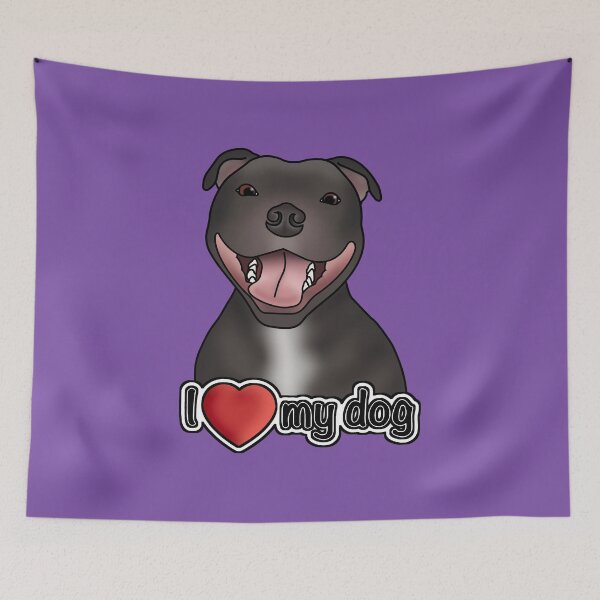 Item preview, I Love My Dog - Staffordshire Bull Terrier / Staffie / Staffy - Purple designed and sold by JadeMadeThis.