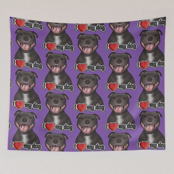 Item preview, I Love My Staffordshire Bull Terrier / Staffie / Staffy - Pattern - Purple designed and sold by JadeMadeThis.
