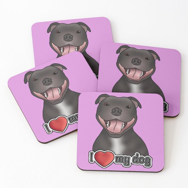 Item preview, I Love My Dog - Staffordshire Bull Terrier / Staffie / Staffy - Pink designed and sold by JadeMadeThis.