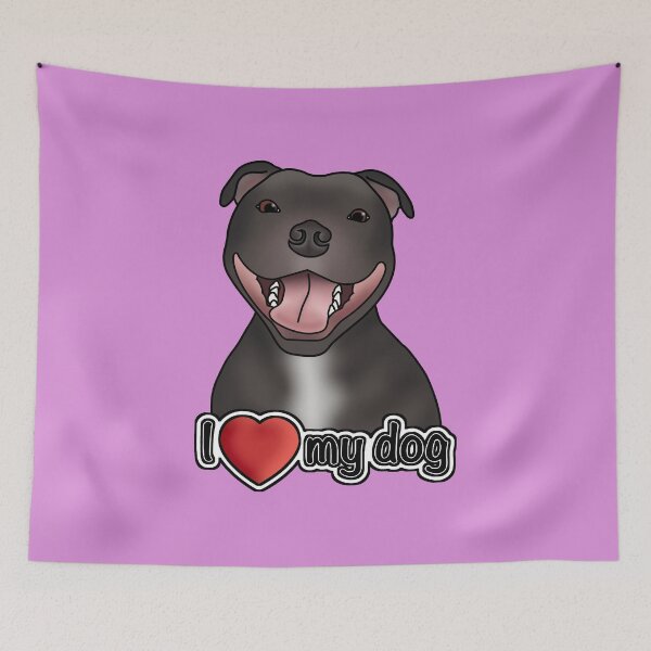 Item preview, I Love My Dog - Staffordshire Bull Terrier / Staffie / Staffy - Pink designed and sold by JadeMadeThis.